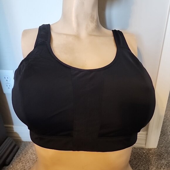 Livi Active Sports Bra 42D Black Wireless Unlined Convertible Adjustable No Wire - Picture 1 of 5
